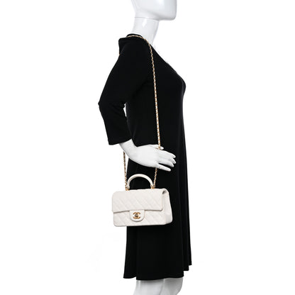 Chanel Caviar Quilted Mini Top Handle Rectangular Flap White 2 of 14