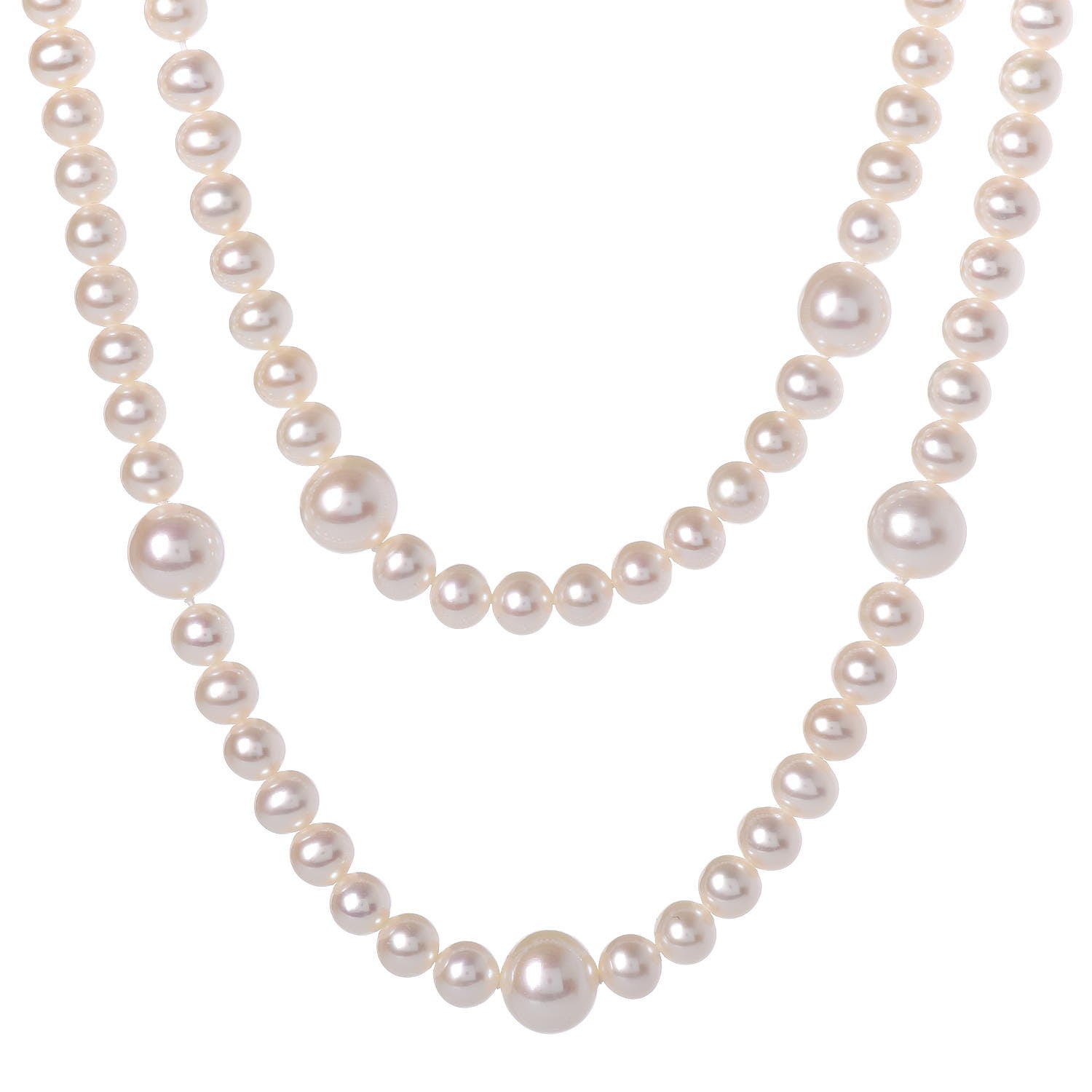 Tiffany Sterling Silver Pearl 5.5-9mm Ziegfeld Strand Necklace 1 of 6