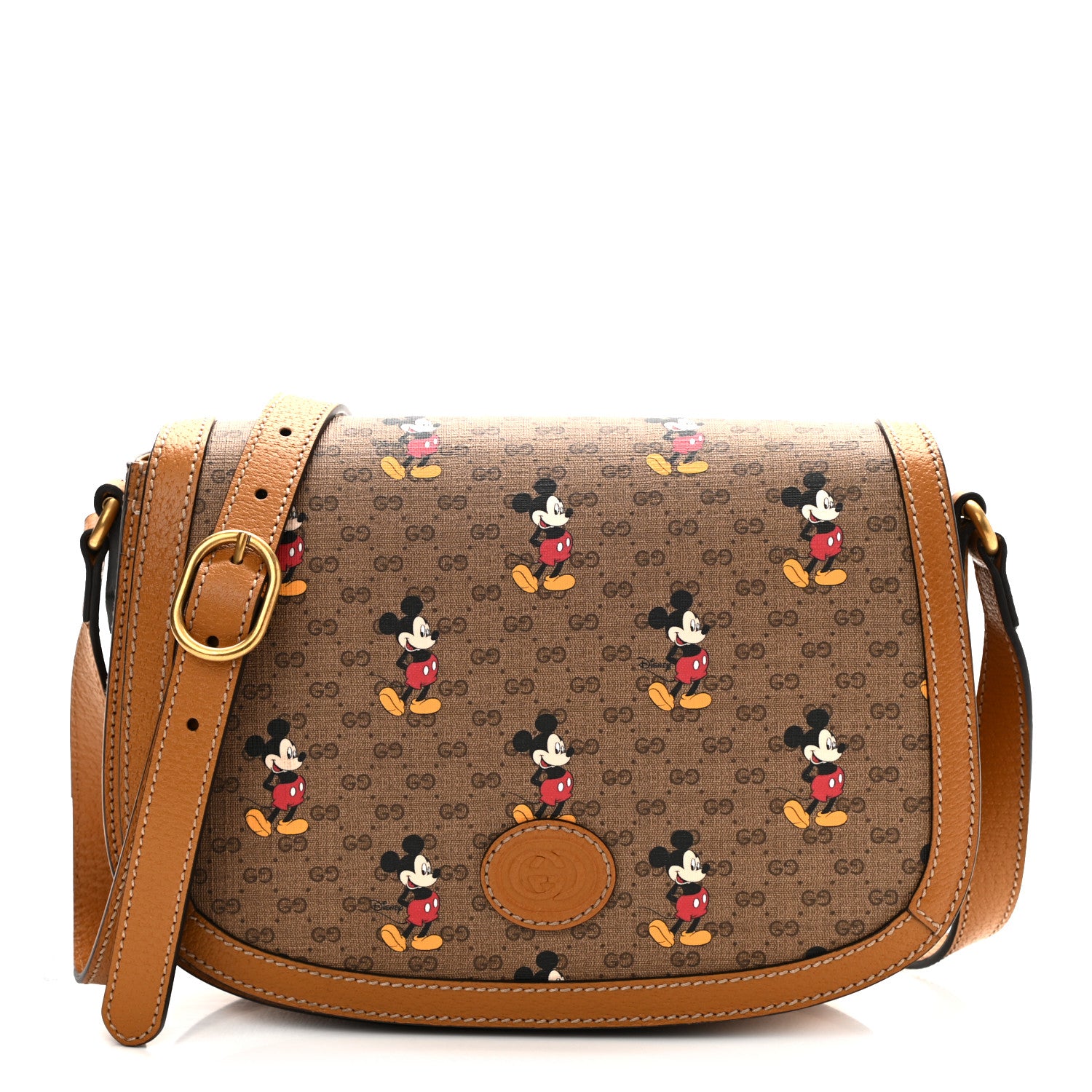 Gucci X DISNEY Mini Vintage GG Supreme Monogram Mickey Mouse Small Flap Messenger Bag Beige Vintage Sun Oil 1 of 11