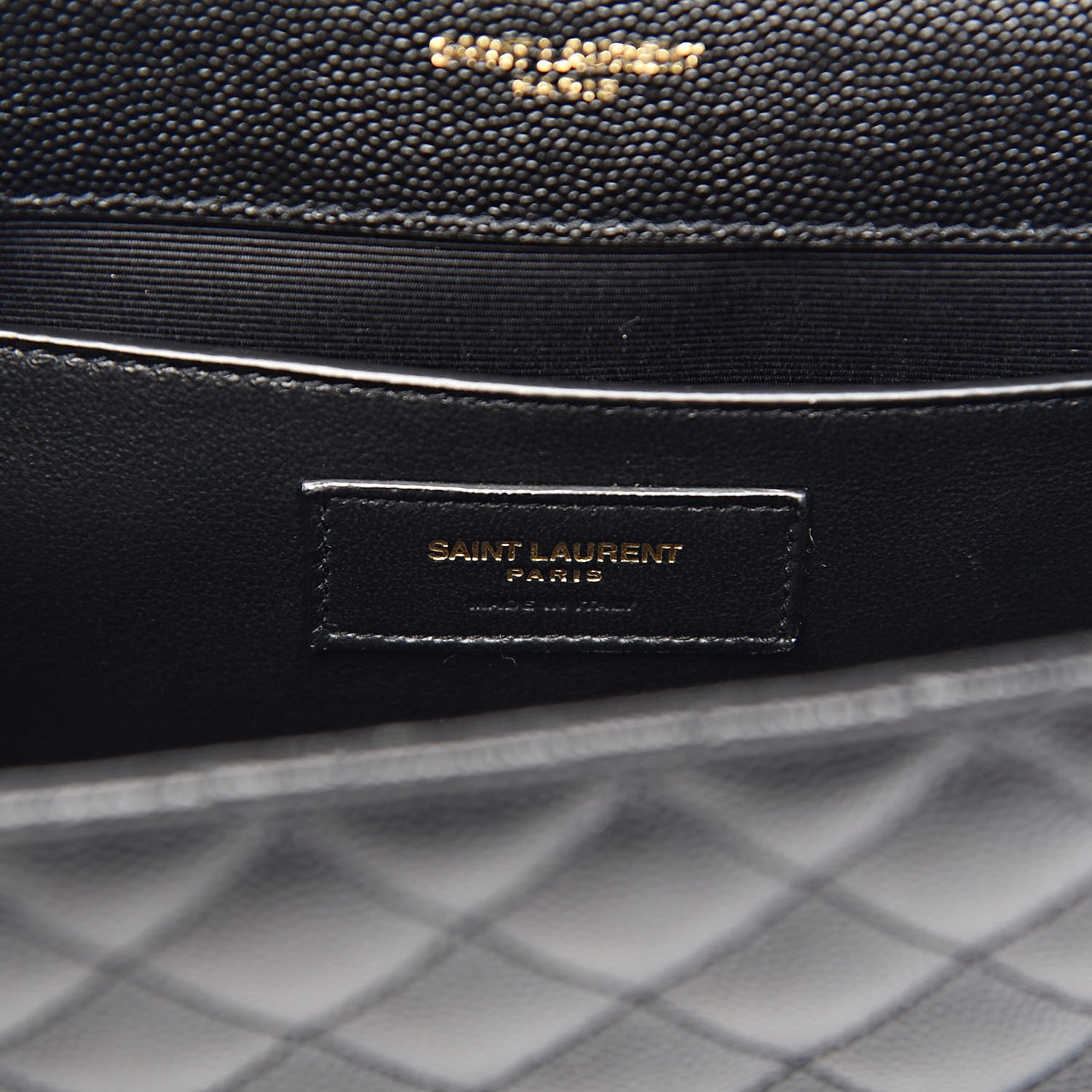 Saint Laurent Grain De Poudre Textured Mixed Matelasse Triquilt Medium Monogram Satchel Black 7 of 10