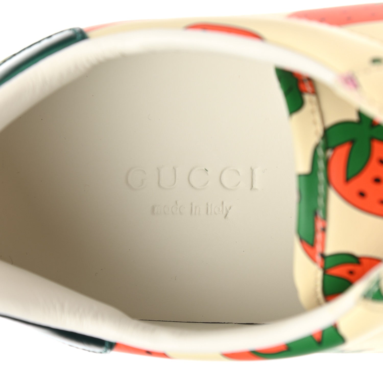 Gucci Calfskin Web Strawberry Print Womens Ace Sneakers 36 Ivory Red Green 7 of 10