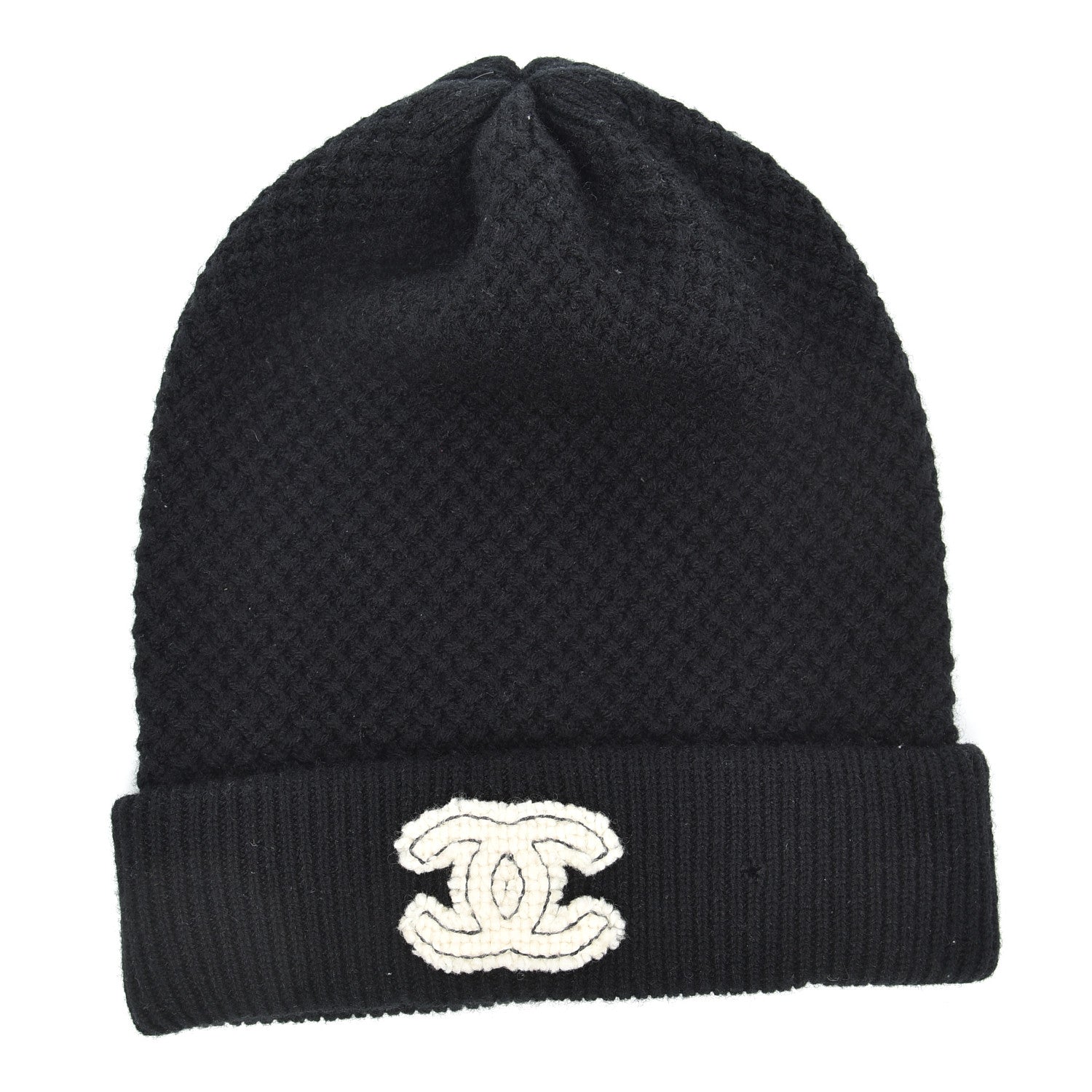 Chanel Cashmere CC Beanie Hat Black 1 of 5