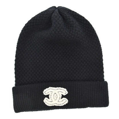 Chanel Cashmere CC Beanie Hat Black 1 of 5