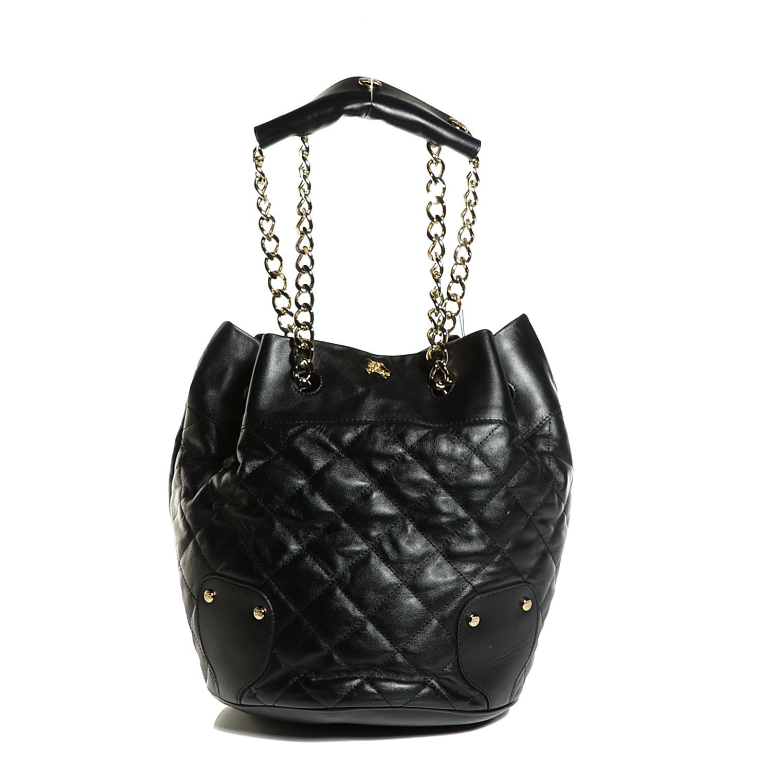 Burberry Calfskin Quilted Bucket Shoulder Bag Black 1 of 8
