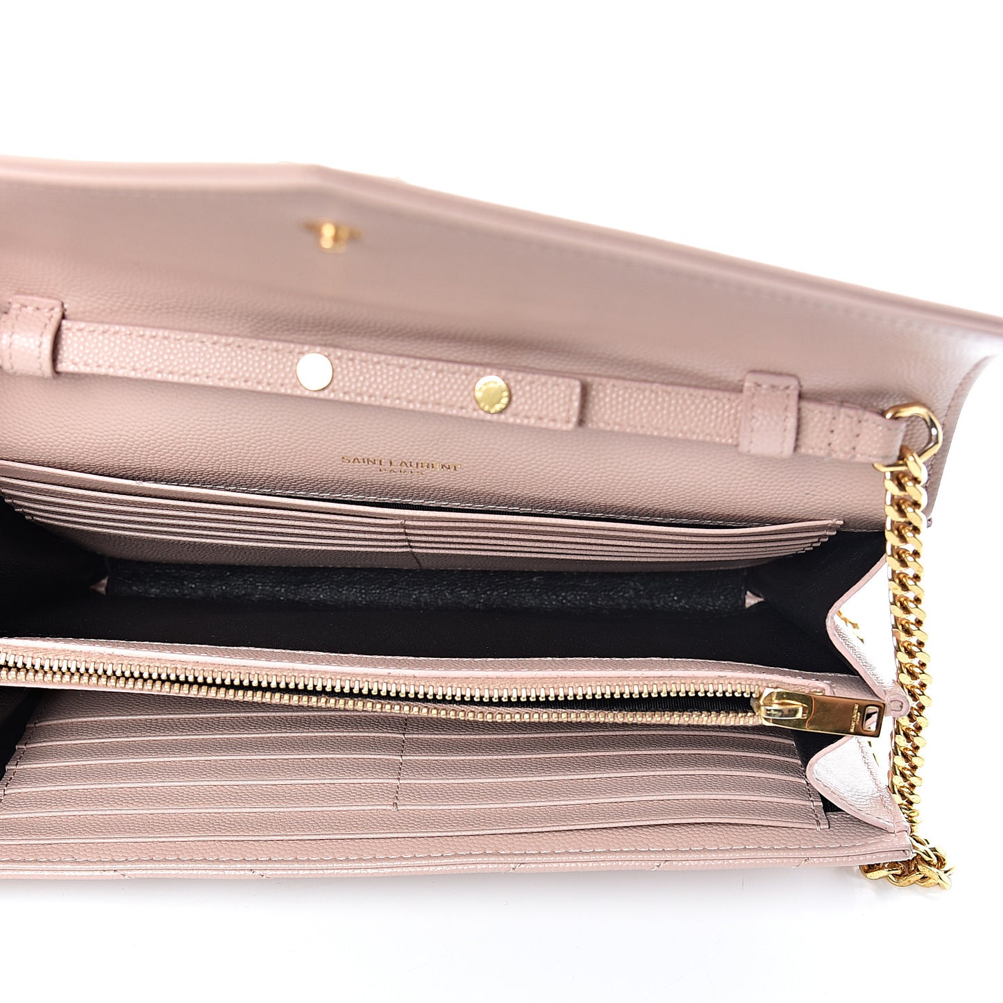 Grain De Poudre Matelasse Chevron Monogram Chain Wallet Rose Antic