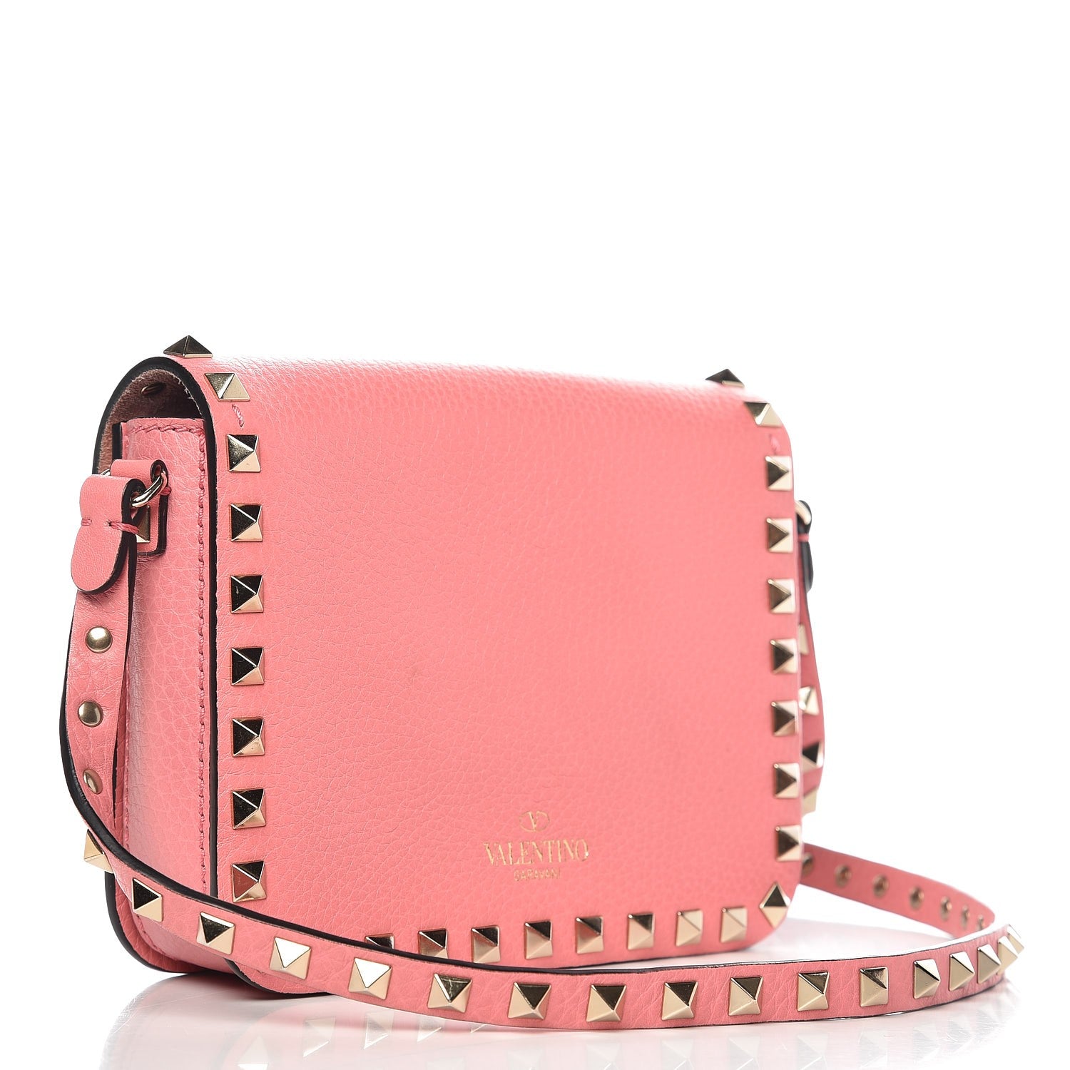 Valentino Garavani Pebbled Calfskin Rockstud Flap Crossbody Bag Paradise Rose 4 of 9