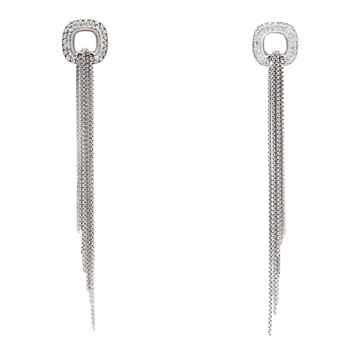 Sterling Silver Diamond Tassel Drop Earrings
