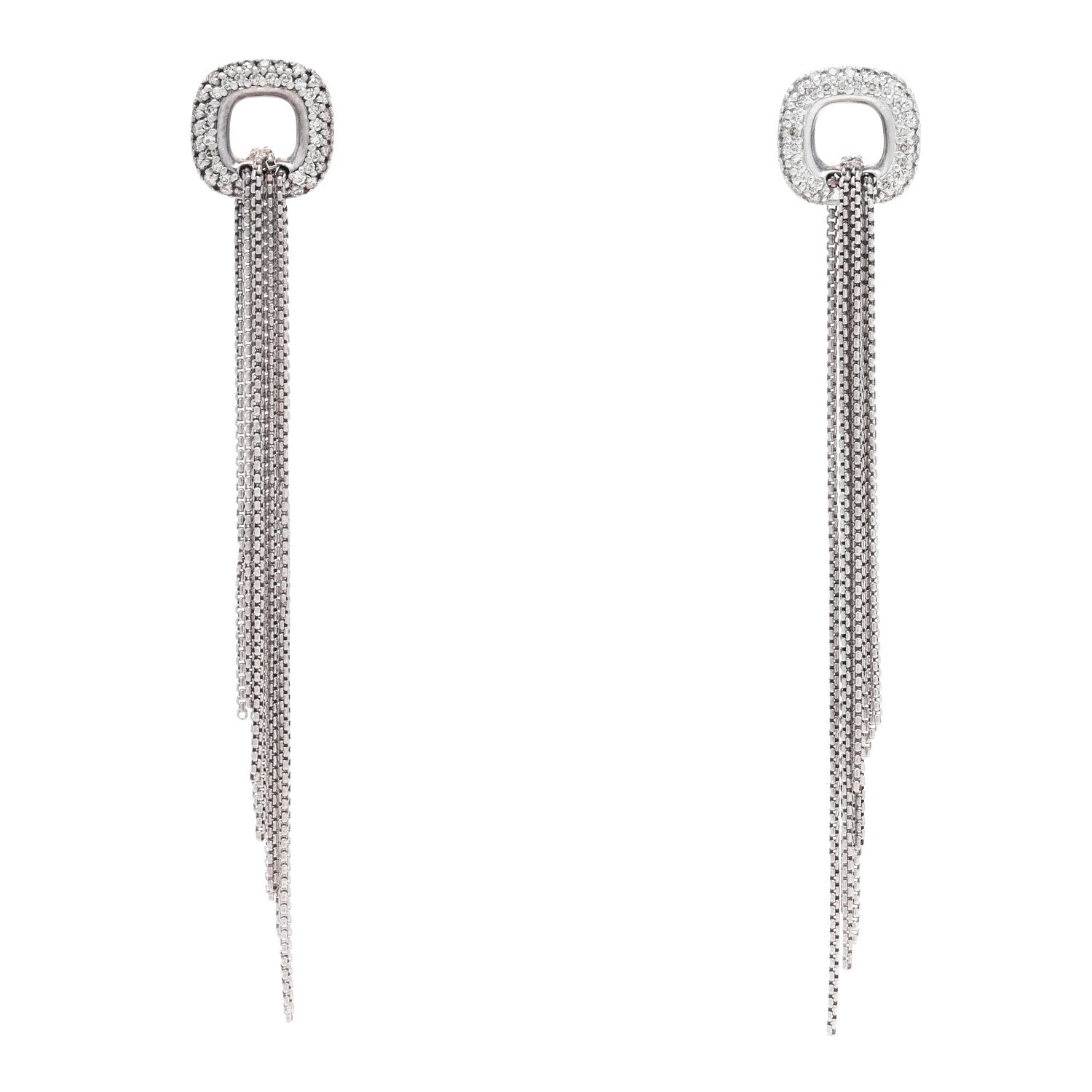 David Yurman Sterling Silver Diamond Tassel Drop Earrings 1 of 4