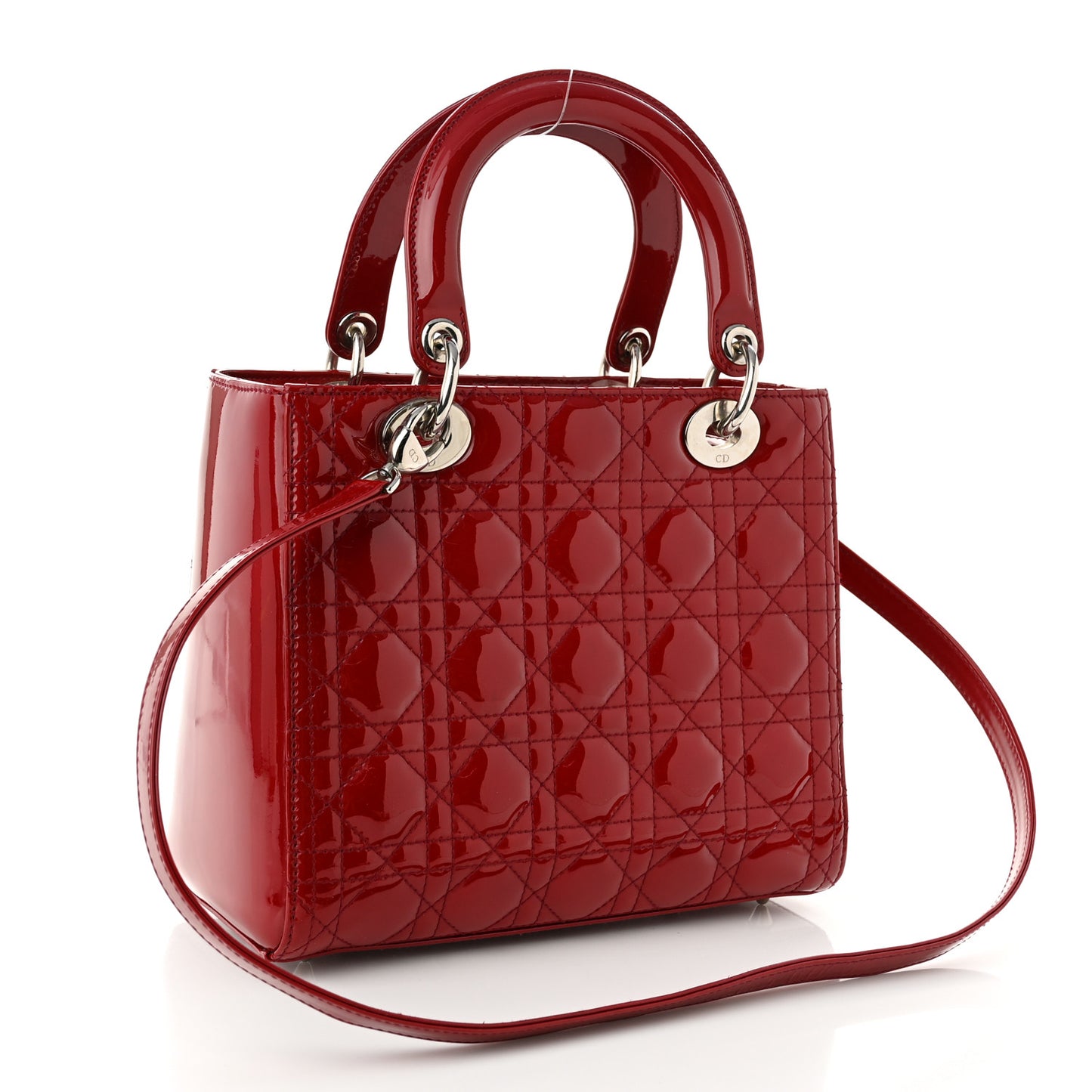 Patent Cannage Medium Lady Dior Red