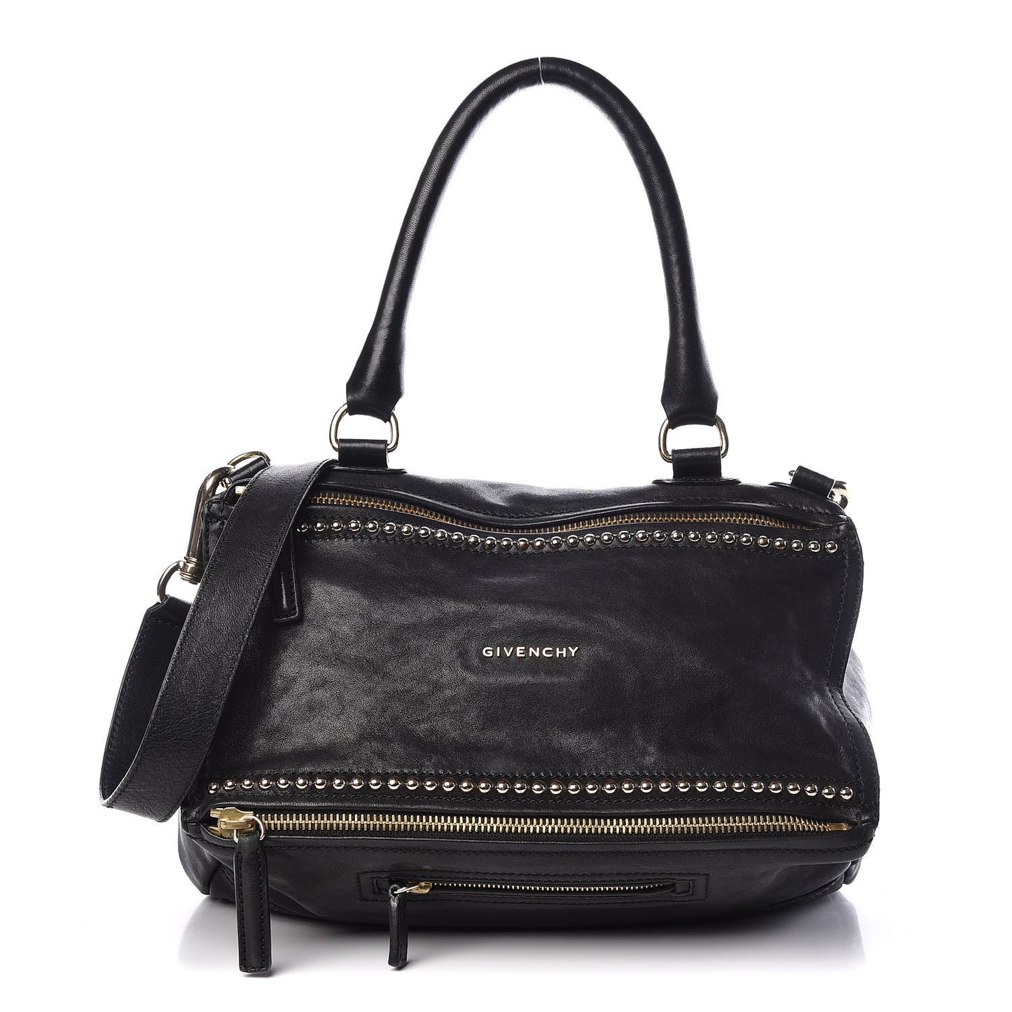Washed Lambskin Medium Studded Pandora Black