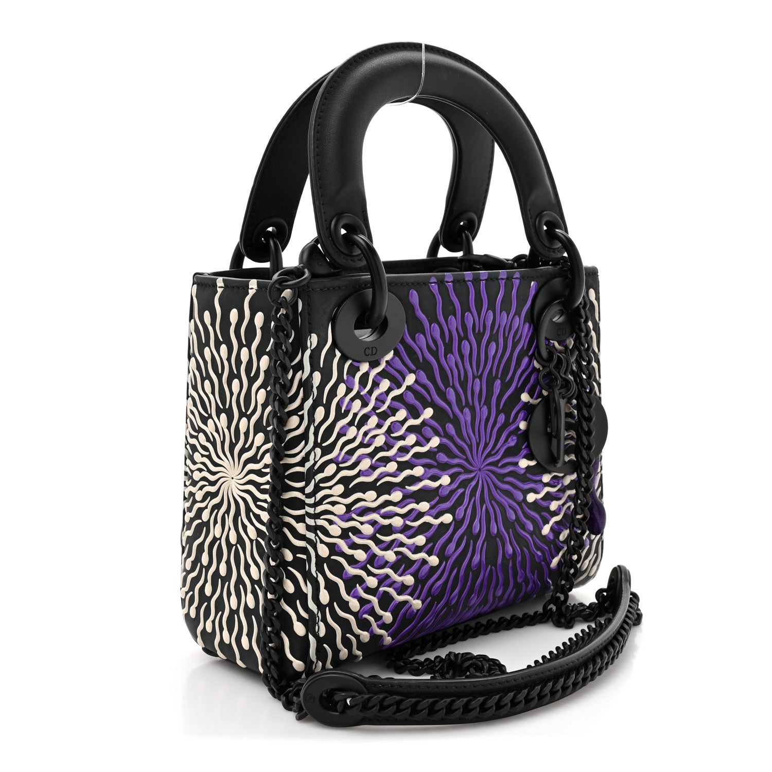 Christian Dior X BHARTI KHER Calfskin Painted Mini Lady Dior Black