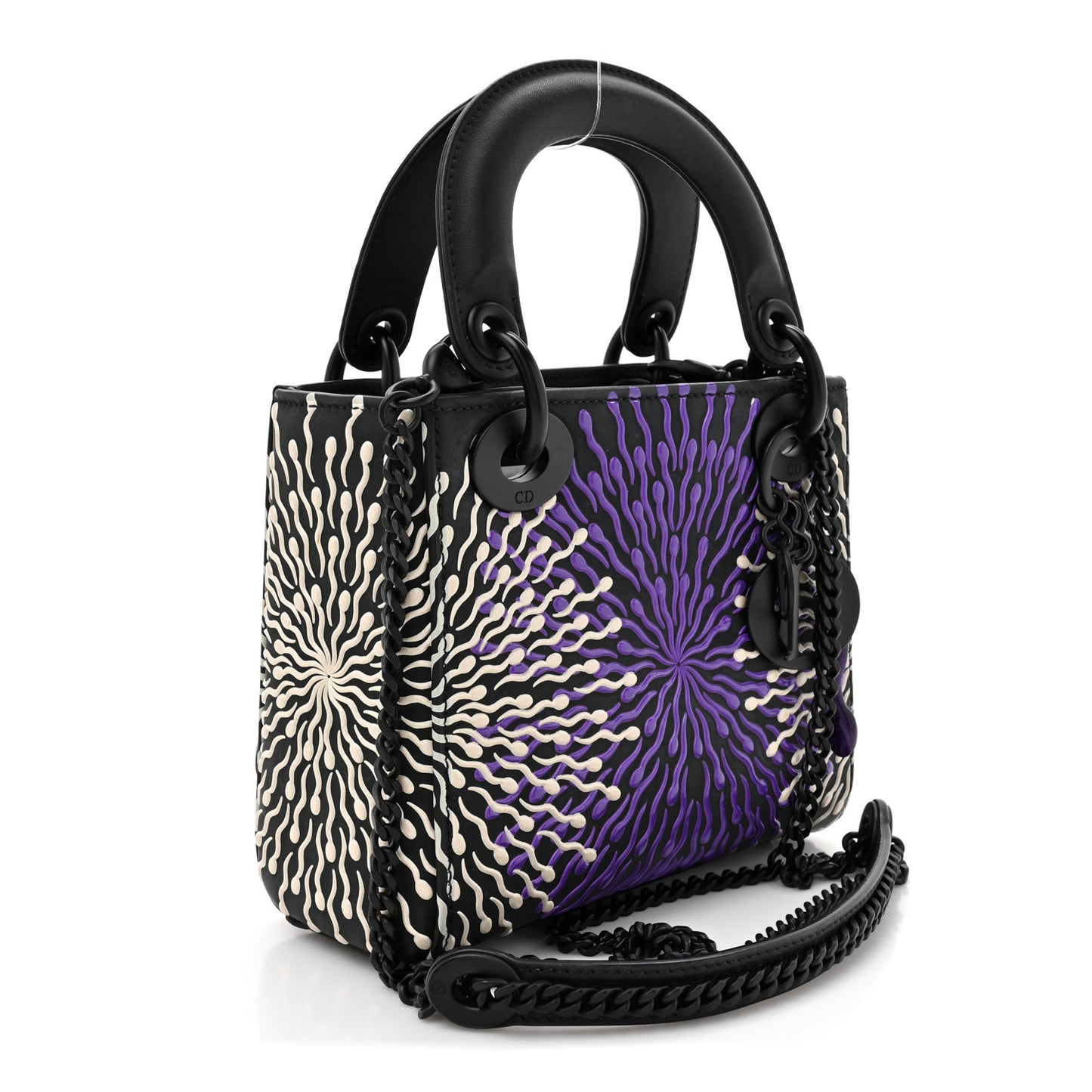 X BHARTI KHER Calfskin Painted Mini Lady Dior Black