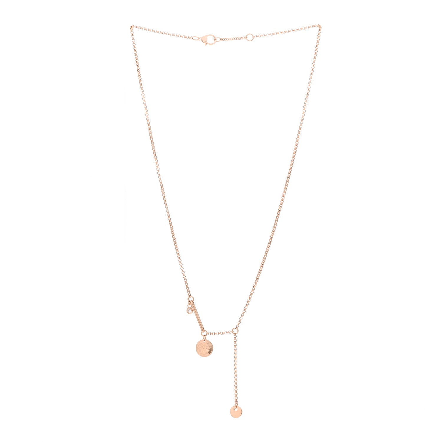 Hermes 18K Rose Gold Diamond TPM Ex-Libris Pendant Necklace 3 of 5