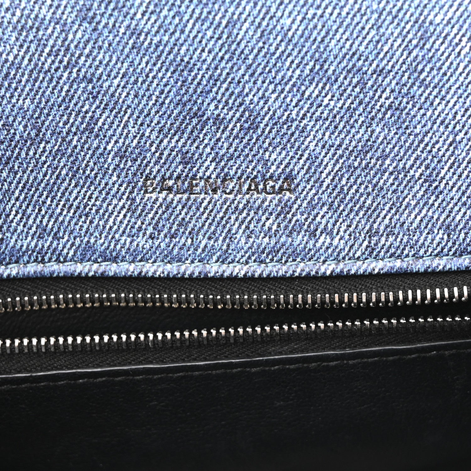 Balenciaga Nappa Denim Printed Hourglass Top Handle Bag Small Denim Blue 6 of 13
