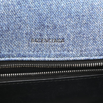 Balenciaga Nappa Denim Printed Hourglass Top Handle Bag Small Denim Blue 6 of 13