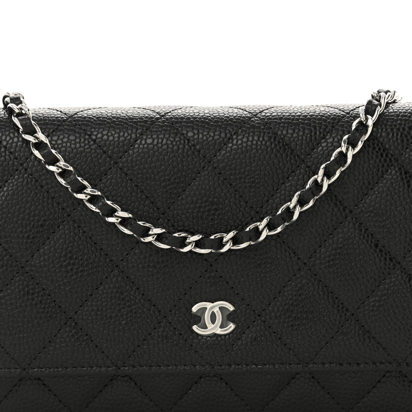Caviar Quilted Wallet on Chain WOC Black