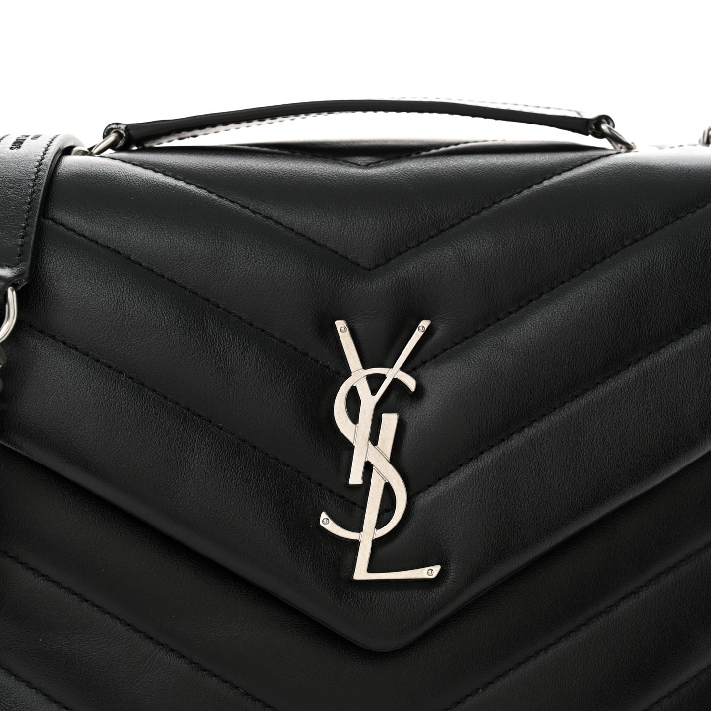 Calfskin Y Quilted Monogram Small Loulou Chain Satchel Black