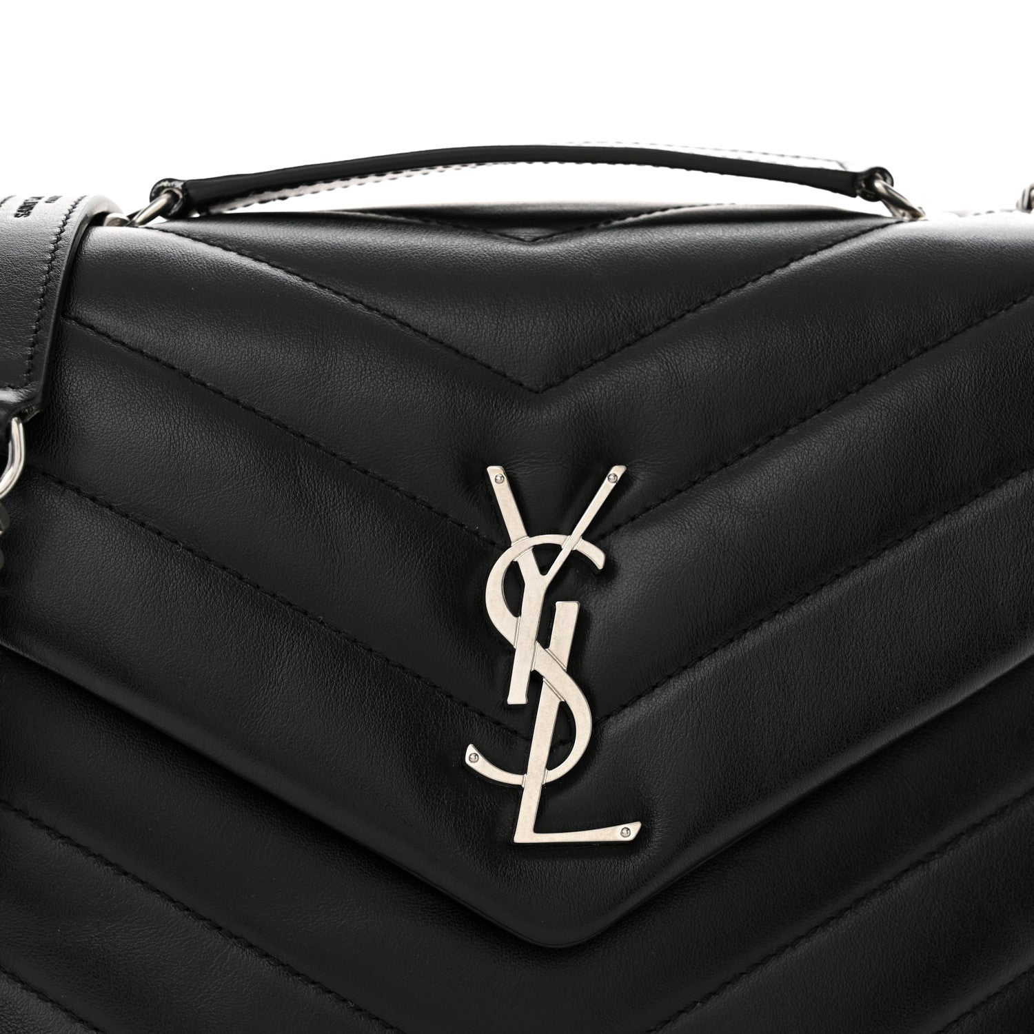 Saint Laurent Calfskin Y Quilted Monogram Small Loulou Chain Satchel Black 8 of 10