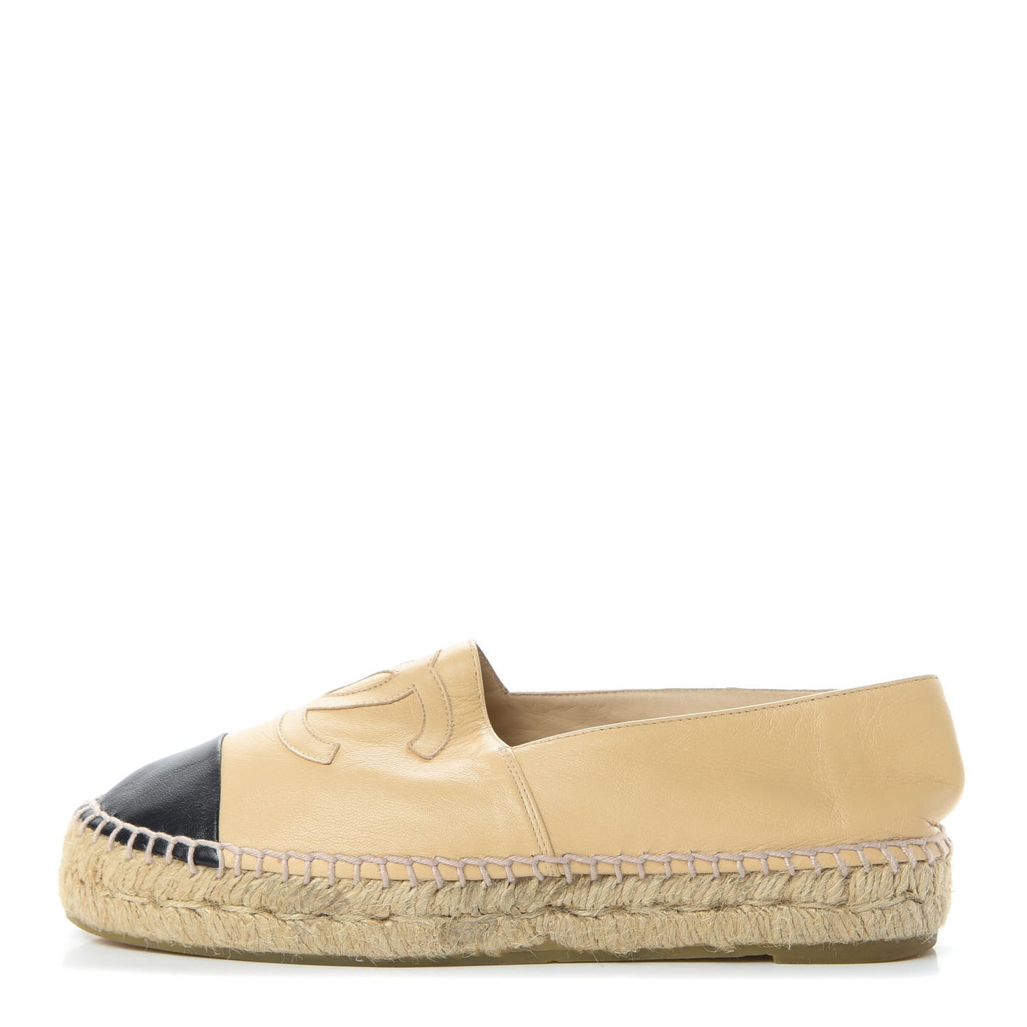 Lambskin CC Espadrilles 37 Beige Black