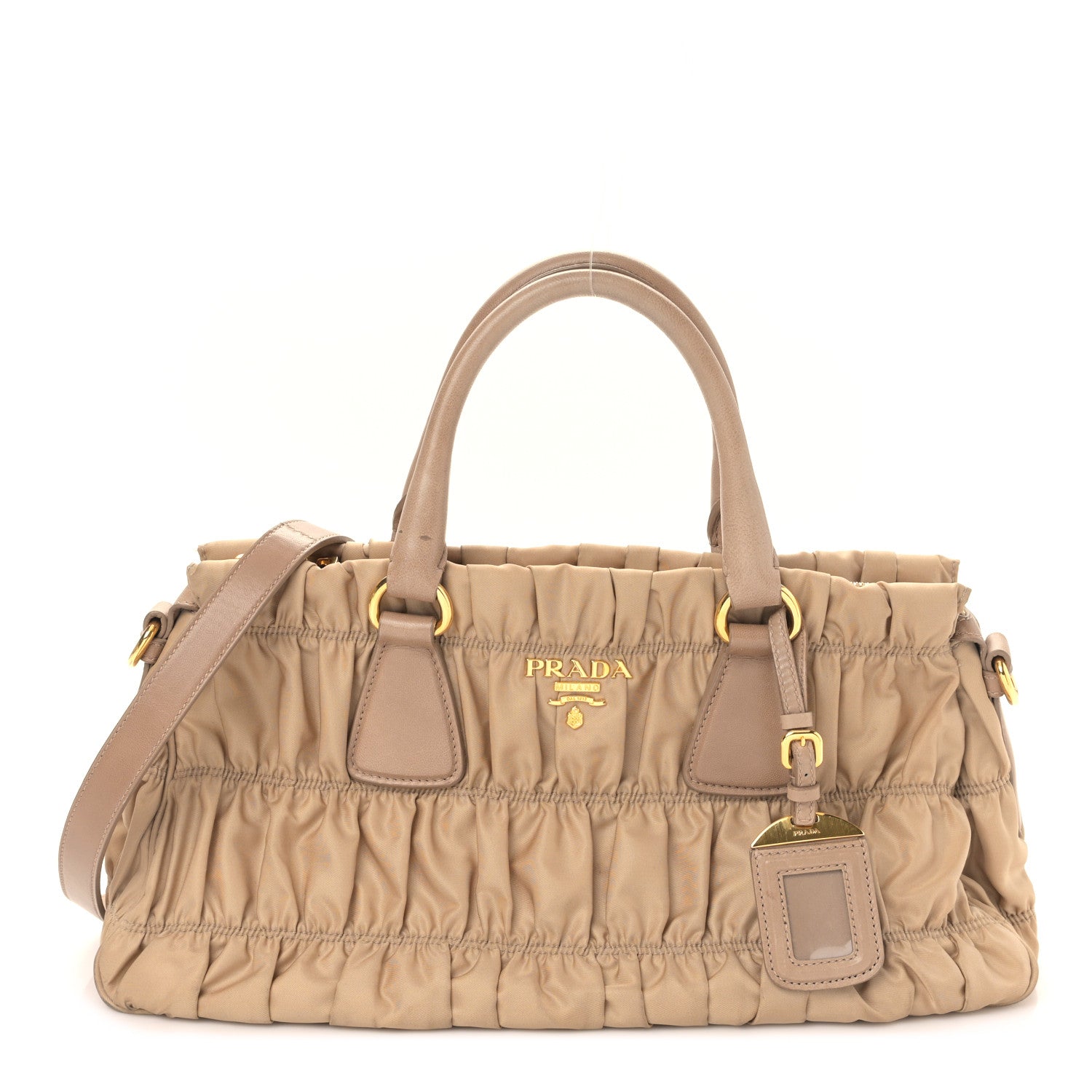 Prada Tessuto Nylon Gaufre Tote Cammello 1 of 9