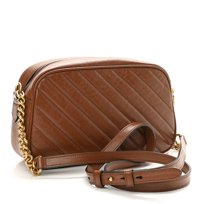 Gucci Glazed Calfskin Matelasse Diagonal Small GG Marmont Chain Shoulder Bag Cuir 3 of 11