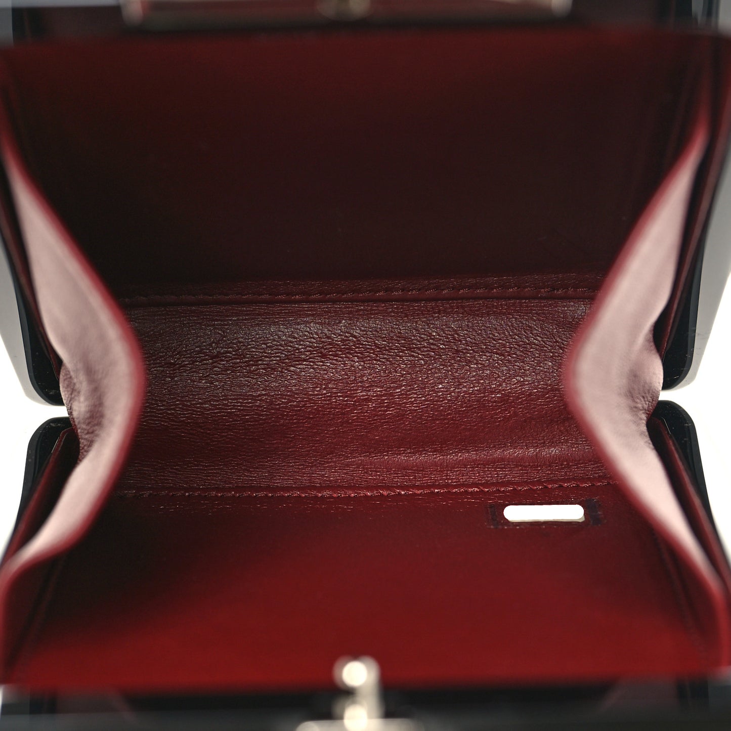 Plexiglass Patent Evening In The Air Mini Trolley Minaudiere Clutch Black Gold