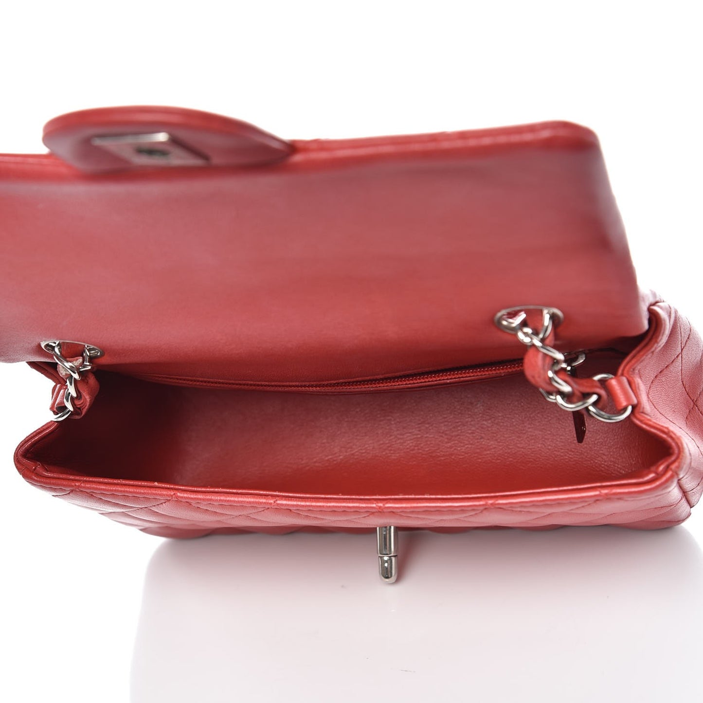 Lambskin Quilted Mini Rectangular Flap Red