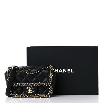 Chanel Lambskin Quilted Pearl Edge Mini Rectangular Flap Bag Black 10 of 10