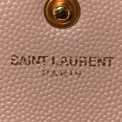 Saint Laurent Grain De Poudre Matelasse Chevron Monogram Chain Wallet Pale Pink 6 of 9