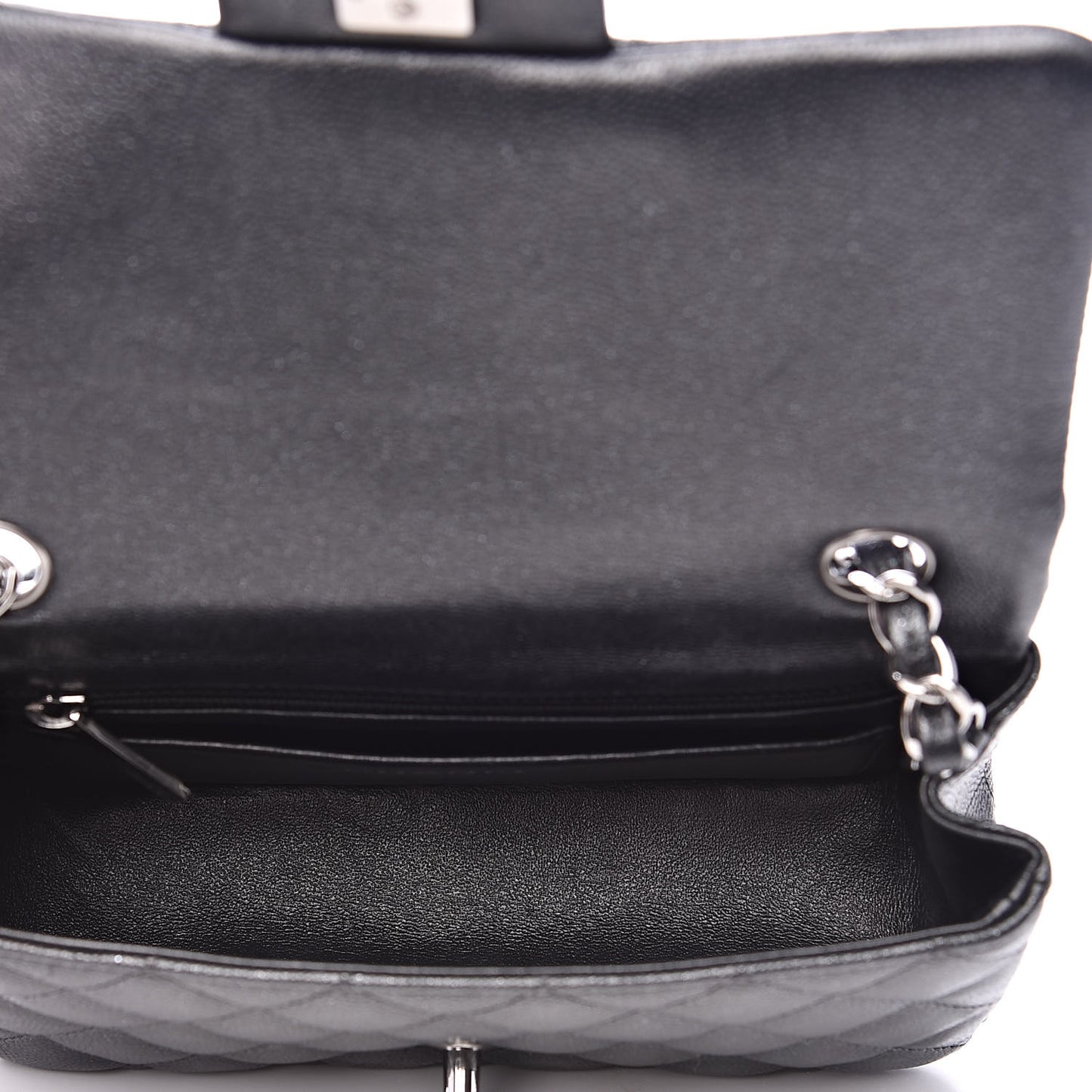 Iridescent Caviar Quilted Mini Rectangular Flap Black