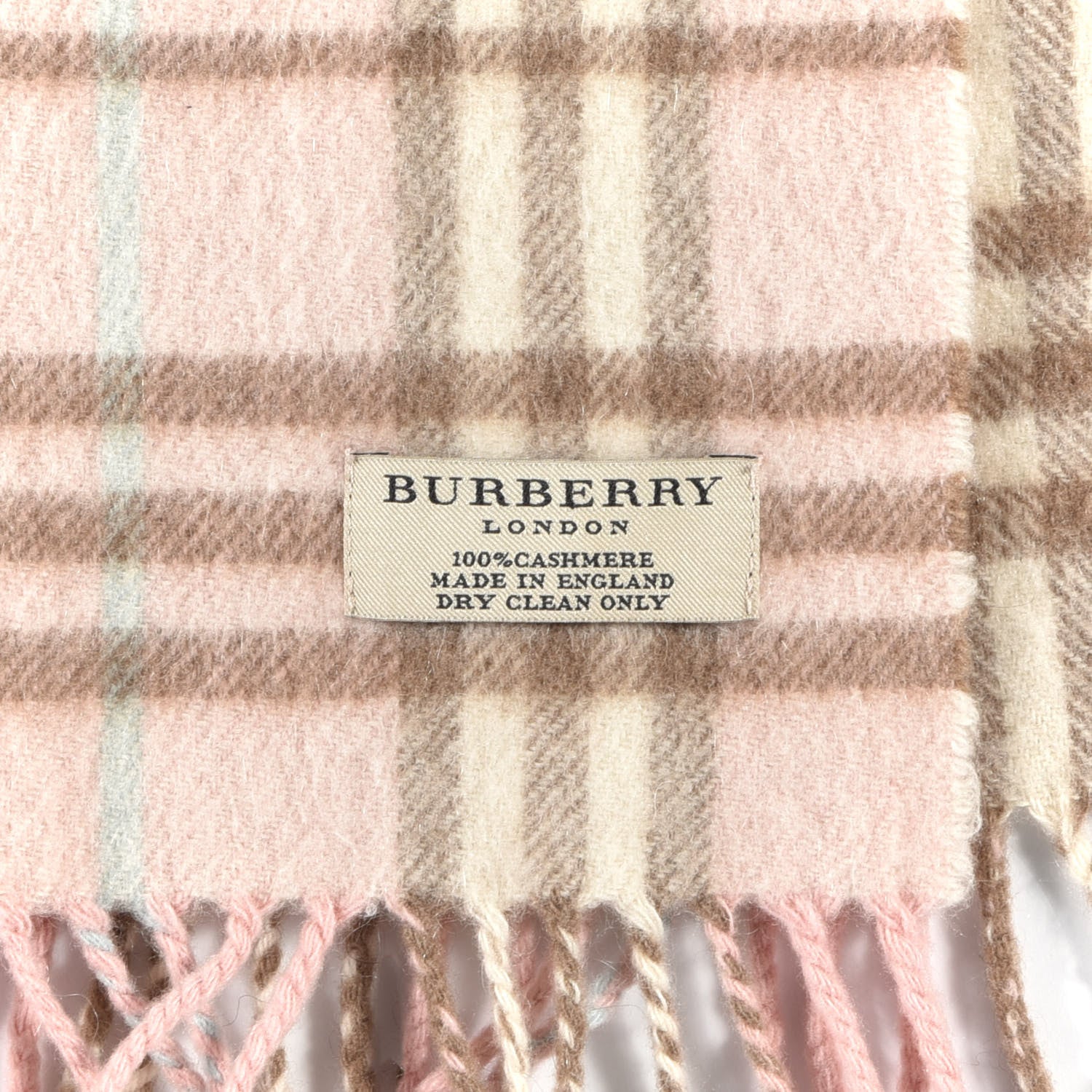 Burberry Cashmere Vintage Check Fringe Scarf Pink 3 of 3