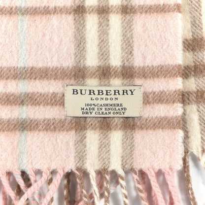 Burberry Cashmere Vintage Check Fringe Scarf Pink 3 of 3