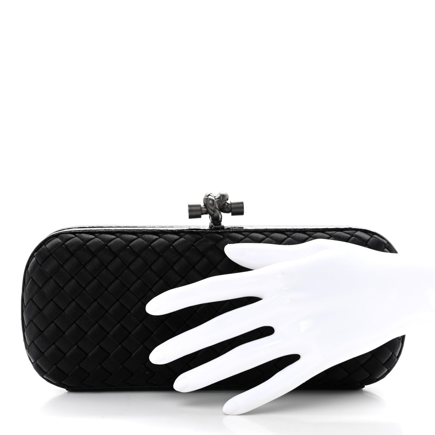 Satin Ayers Intreccio Impero Stretch Knot Clutch Black