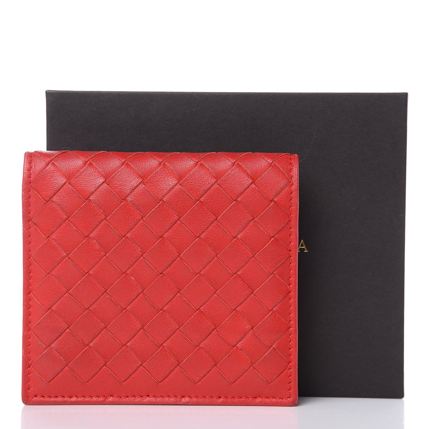 Nappa Intrecciato Card Holder Red