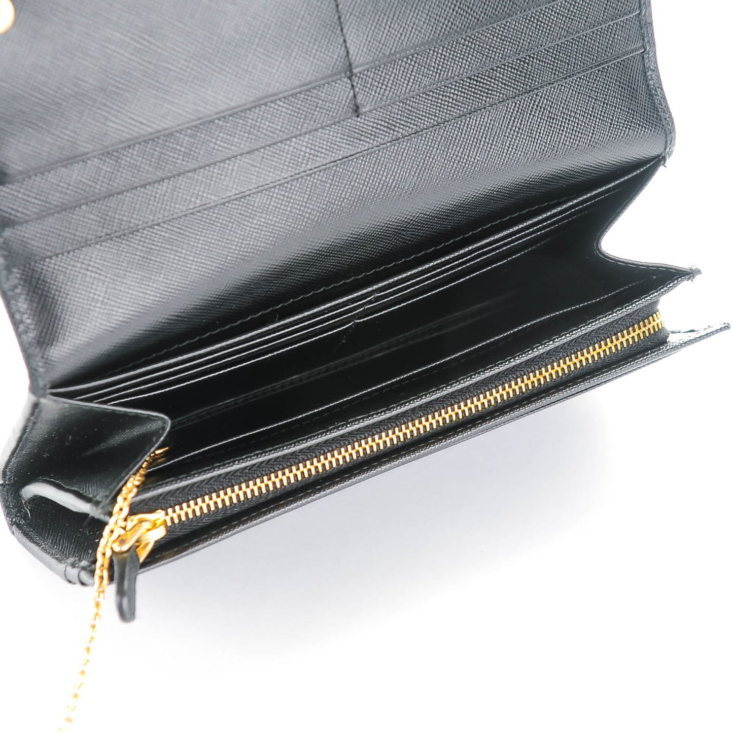 Saffiano Metal Continental Flap Wallet Nero Black