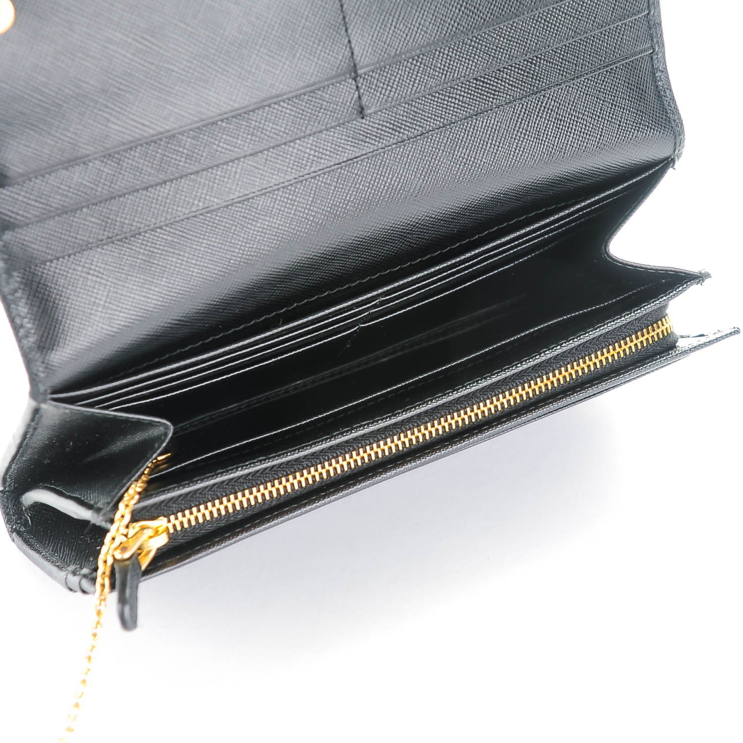 Prada Saffiano Metal Continental Flap Wallet Nero Black 5 of 9