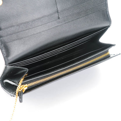 Prada Saffiano Metal Continental Flap Wallet Nero Black 5 of 9