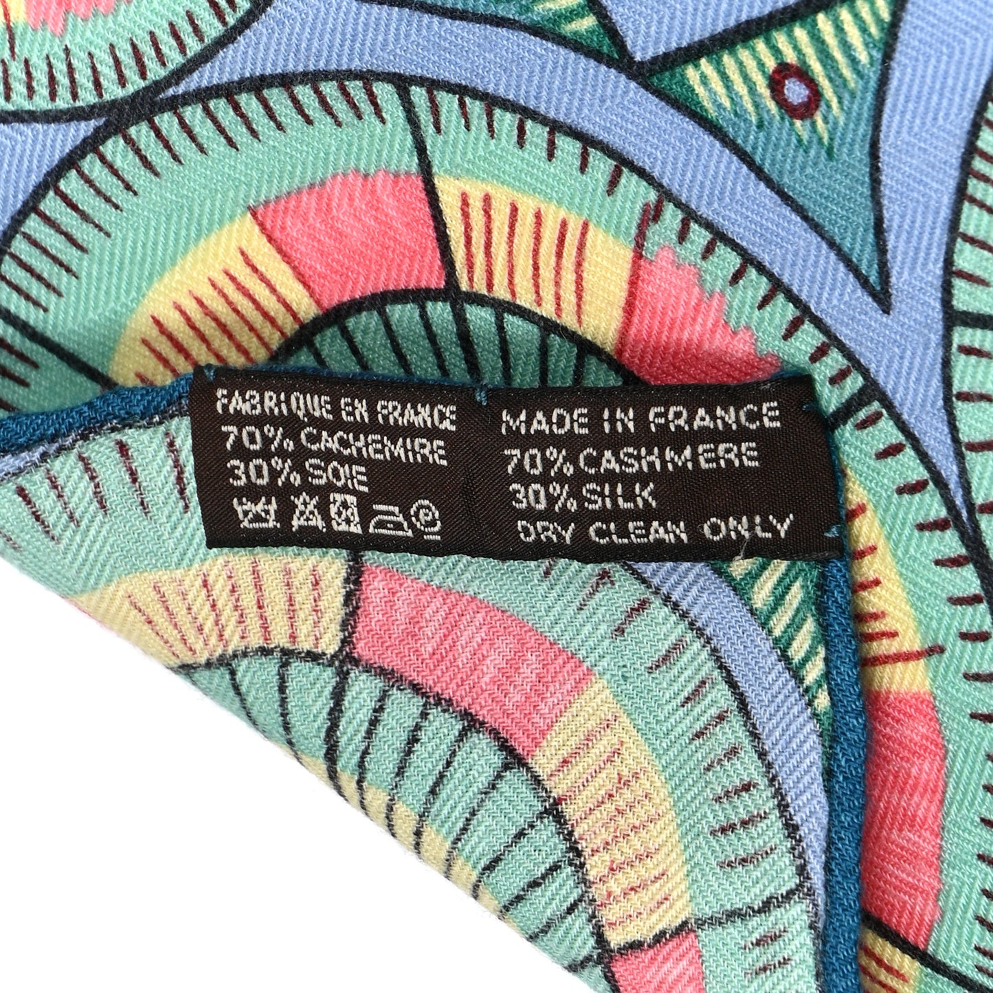 Cashmere Silk The Savana Dance Shawl 140 Bleu Lavande Vert Rose