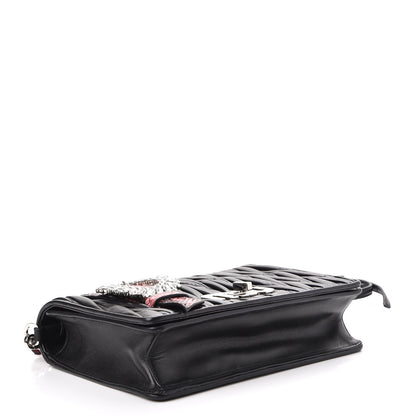Miu Miu Nappa Matelasse Ayers Crystal Embellished Shoulder Bag Nero Black Rosa 5 of 10