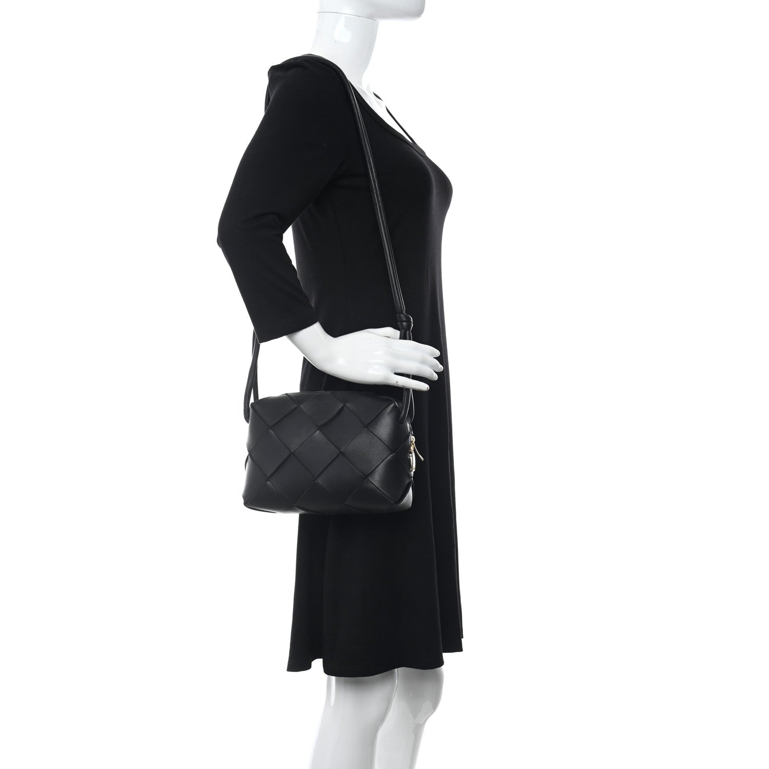 Bottega Veneta Lambskin Maxi Intrecciato Small Cassette Camera Bag Black 2 of 9