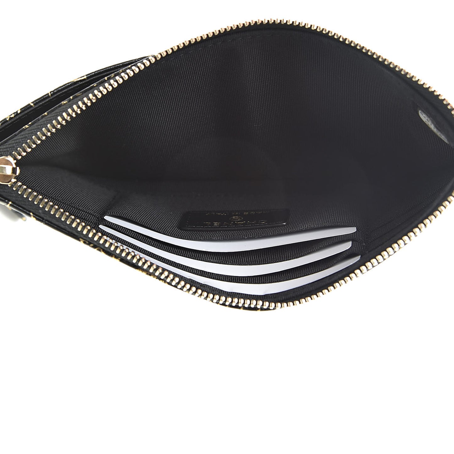 Calfskin Crocodile Embossed Graffiti 2.55 Cocodile Reissue Zip Pouch Black Gold
