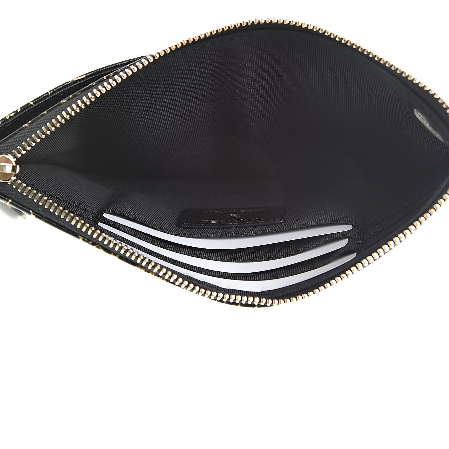 Chanel Calfskin Crocodile Embossed Graffiti 2.55 Cocodile Reissue Zip Pouch Black Gold 5 of 8