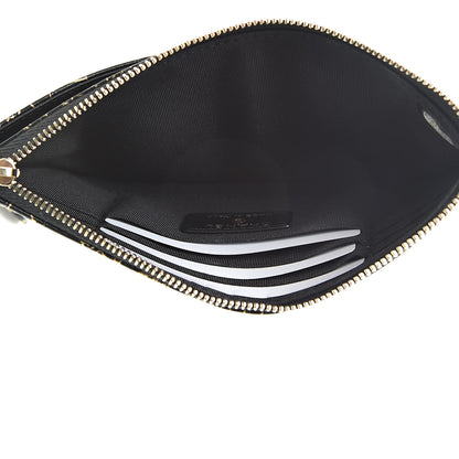 Chanel Calfskin Crocodile Embossed Graffiti 2.55 Cocodile Reissue Zip Pouch Black Gold 5 of 8