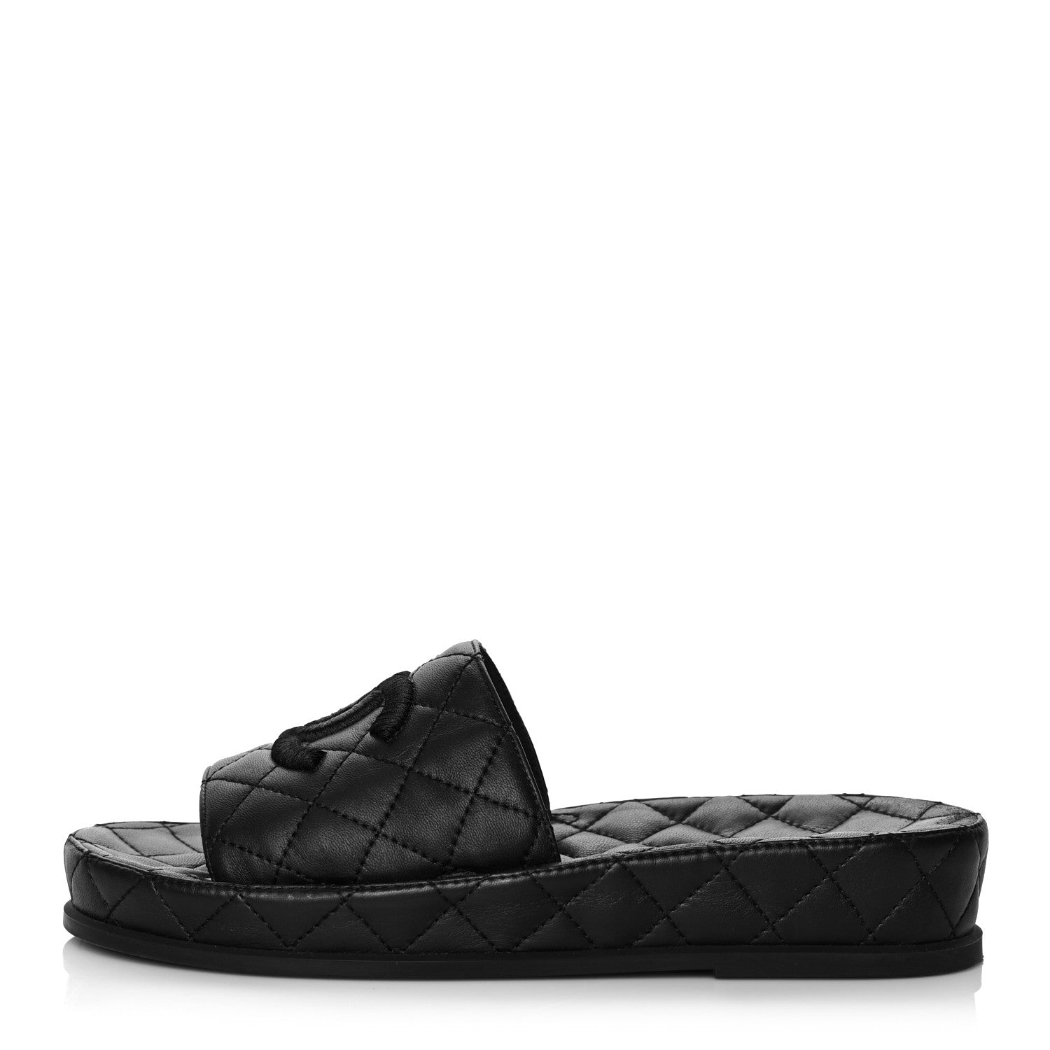 Chanel Lambskin Quilted CC Mules Sandals 38 Black 1 of 10