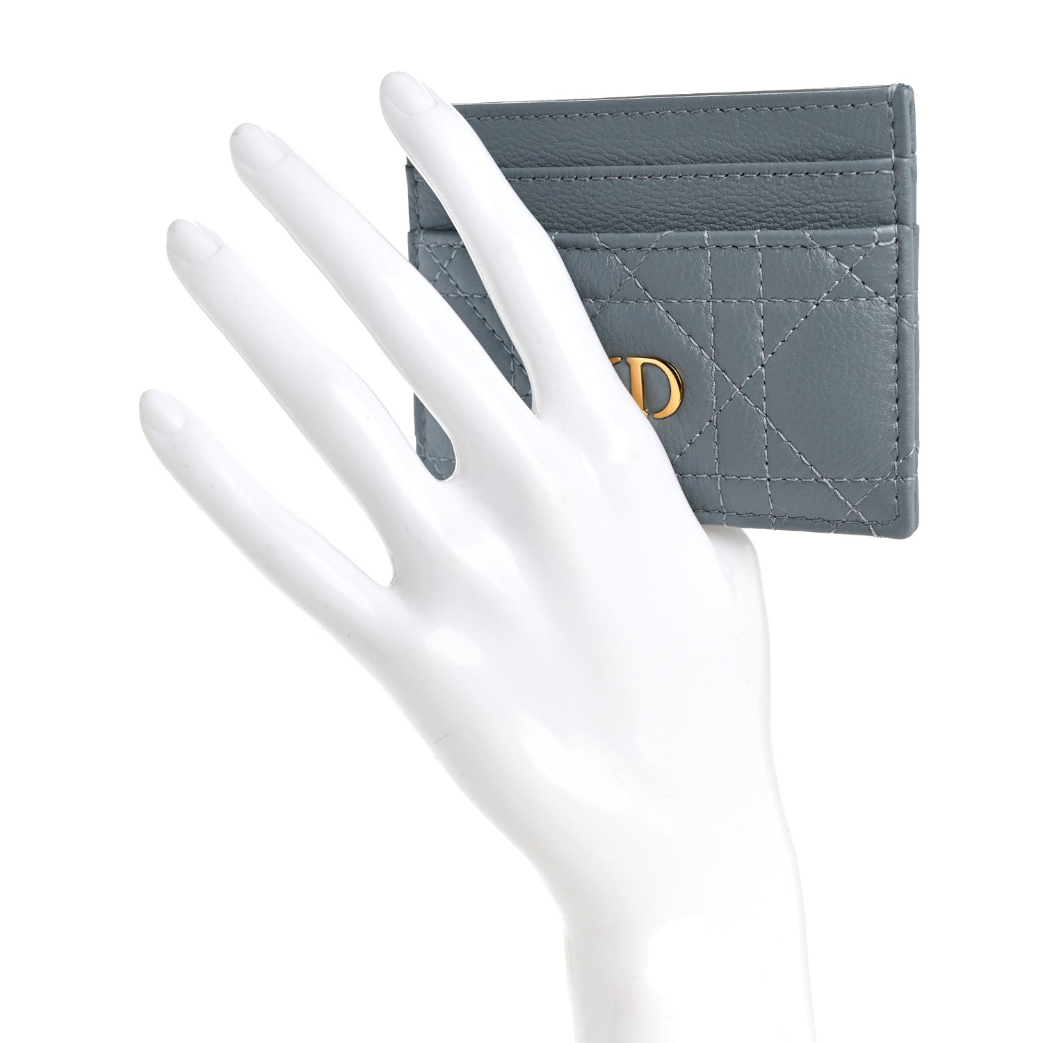 Christian Dior Supple Calfskin Cannage Caro Freesia Card Holder Cloud Blue 2 of 8