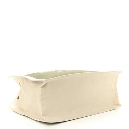 Saint Laurent Linen Calfskin Small Rive Gauche Tote Military Green Blanc Vintage 4 of 10