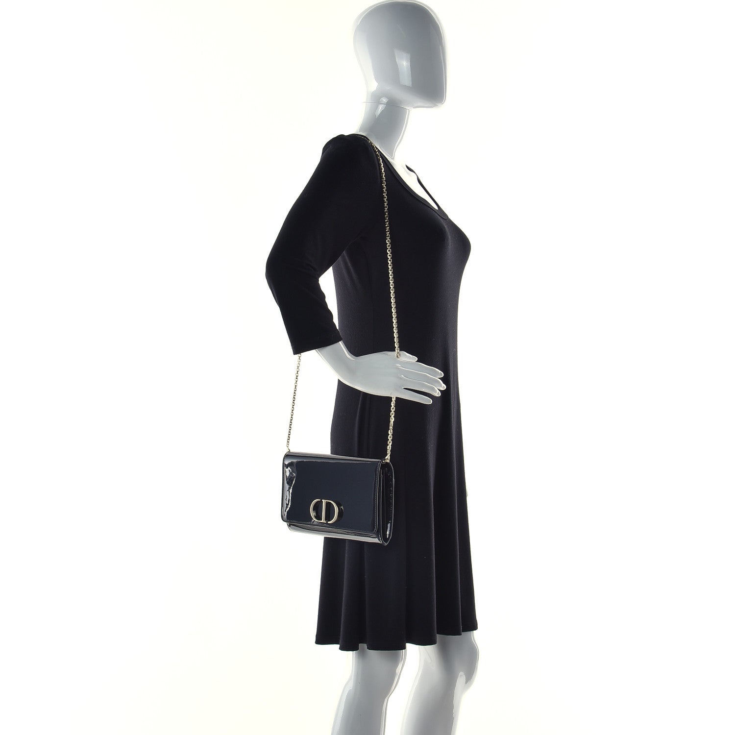 Christian Dior Patent 30 Montaigne Pouch Black 2 of 9