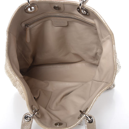 Christian Dior Metallic Suede Woven Lady Dior Shopping Tote Gold 5 of 17