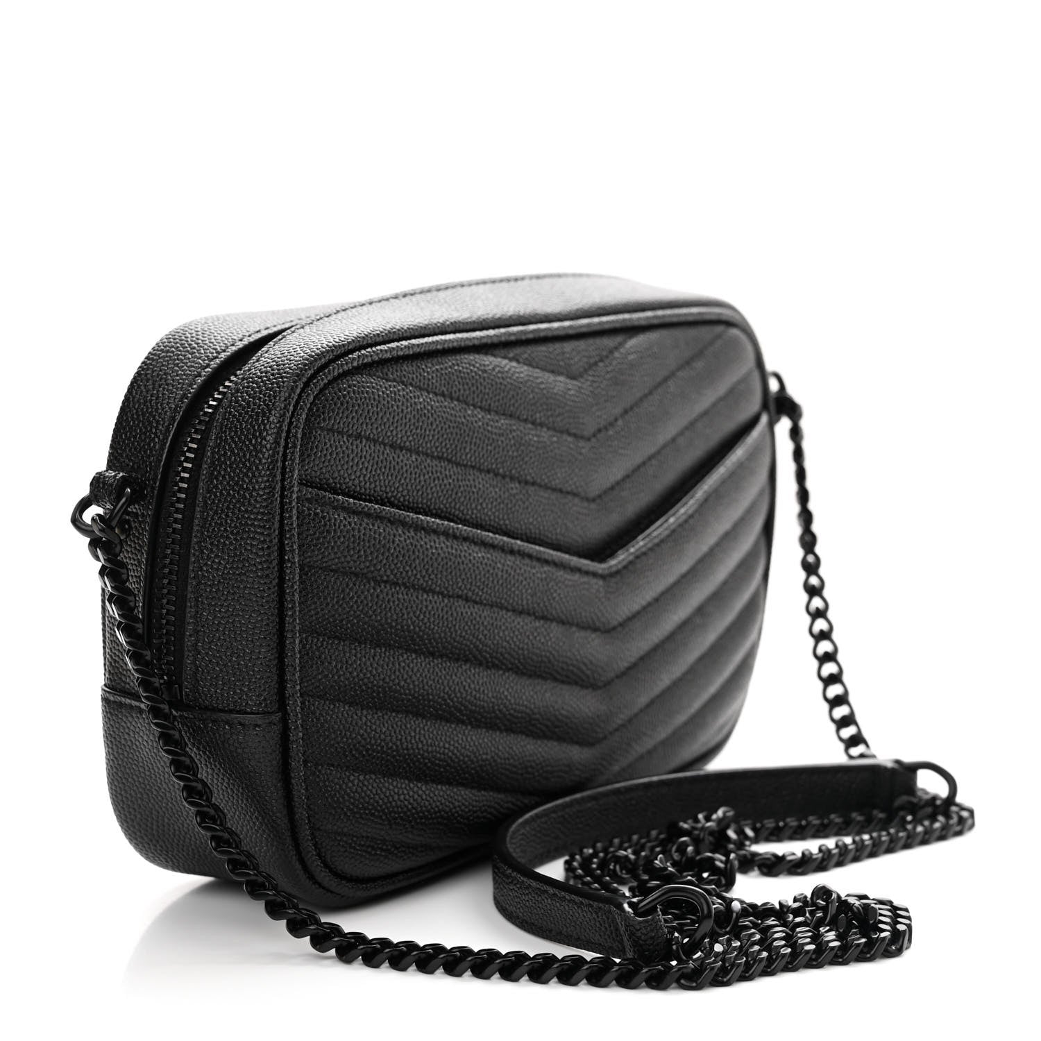 Saint Laurent Grain De Poudre Matelasse Monochrome Monogram Mini Lou Camera Bag Black 3 of 12