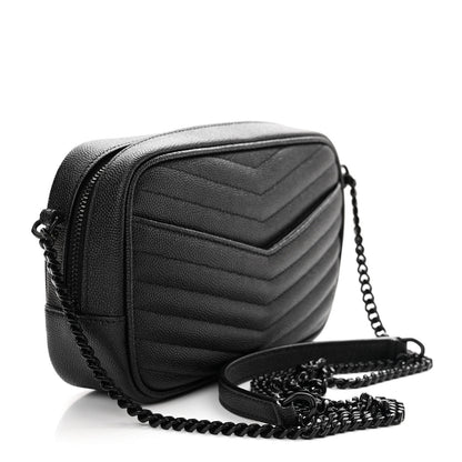 Saint Laurent Grain De Poudre Matelasse Monochrome Monogram Mini Lou Camera Bag Black 3 of 12